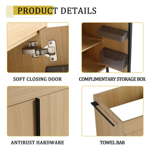 60-Inch Freestanding Bathroom Cabinet with Soft Close Doors & Open Storage