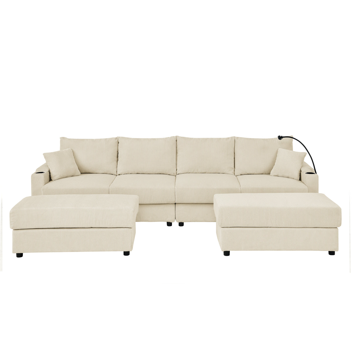 Modern U-Shaped Couch with Storage and Ottomans