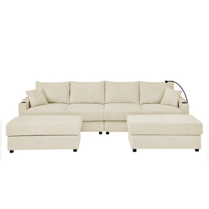 Modern U-Shaped Couch with Storage and Ottomans