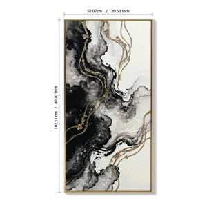 Large Framed And Abstract Wall Art, Minimalist Canvas Prints (Set of 2) - White / Black