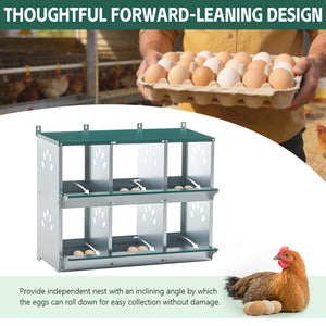 Chicken Nesting Box, 6 Room Metal Nesting Boxes for Chicken