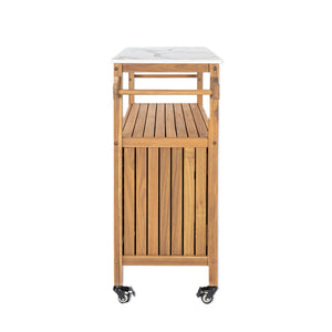 Outdoor Patio Acacia Wood Bar Cart