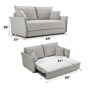 Oren - Chenille Sleeper Sectional Sofa With Storage 2 Toss Pillows - Gray - Best Buy Furniture