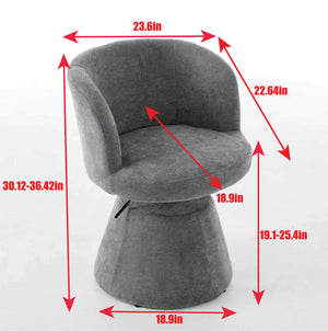 Adjustable Height Swivel Bar Stool with Chenille Upholstery - Terracotta