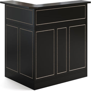 L-Shaped Home Bar Cabinet With Stemware Racks, 4 Tier Corner Unit, Liquor Wine Bar Table & Reception Desk For Home Pub - Black