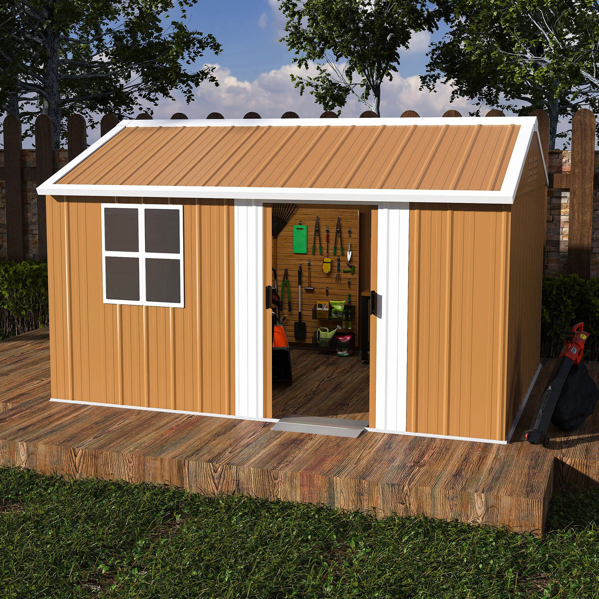 Heavy Duty Metal Storage Shed With Windows And Lockable Door