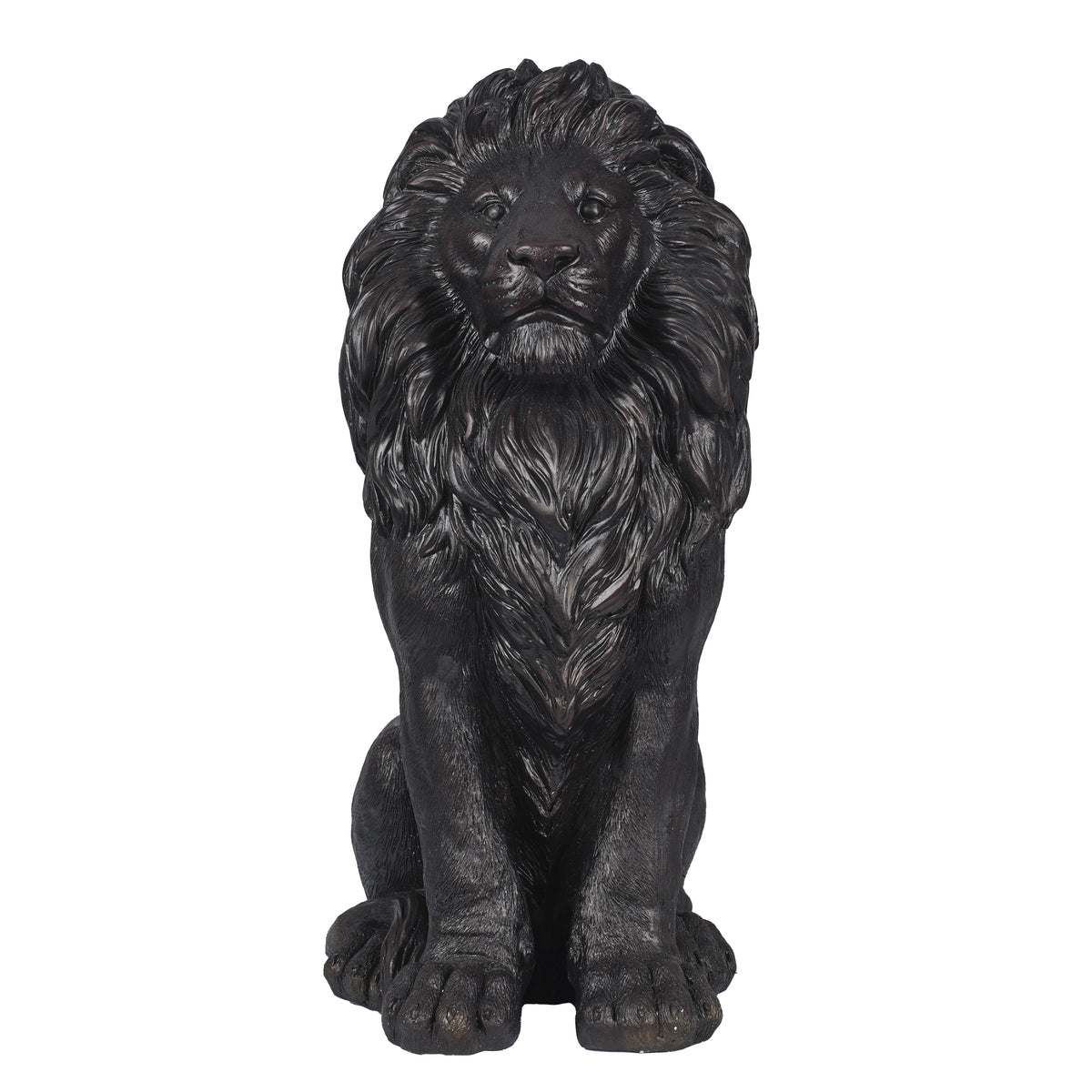 Modern Black Lion Statue with Matte Finish - 24.6" High