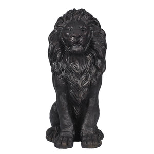 Modern Black Lion Statue with Matte Finish - 24.6" High