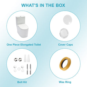 1 Piece Toilet For Bathroom, Soft Closing Seat, Dual Flush 1.1 / 1.6 Gpf - White