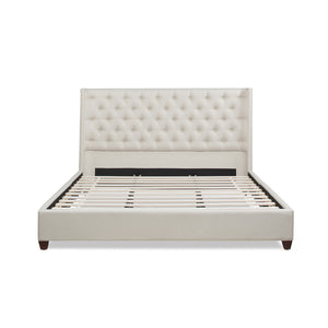 Manhattan Shelter King Platform Bed Frame, Light Beige Linen