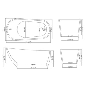 Contemporary Glossy Freestanding Bathtub With Overflow And Drain