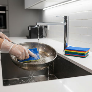 Non-Scratch Scouring Pads, Heavy Duty Dish Scrubber, Multi-Color, 4x6 Inch, 40 Pack, Reusable Kitchen Scrub Pads for Dishes and Grills