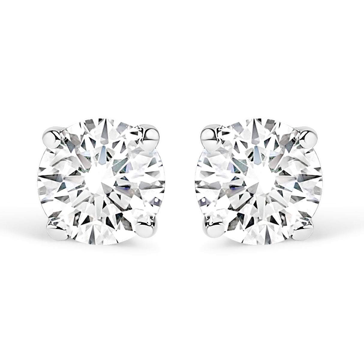 IGI Certified 1.00 Cttw Round Brilliant-Cut Diamond 14K White Gold Classic 4-Prong Solitaire Stud Earrings (H-I Color, I1-I2 Clarity)