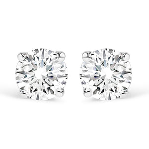 AGS Certified 14K White Gold 1.0 Cttw 4-Prong Set Brilliant Round-Cut Solitaire Diamond Push Back Stud Earrings (E-F Color, SI2-I1 Clarity)