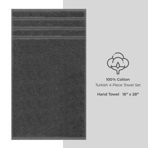 American Soft Linen 100%  Cotton Turkish Towels, 4 Pack Hand Towel Set, Super Soft, Absorbent, Quick Dry Premium Towels