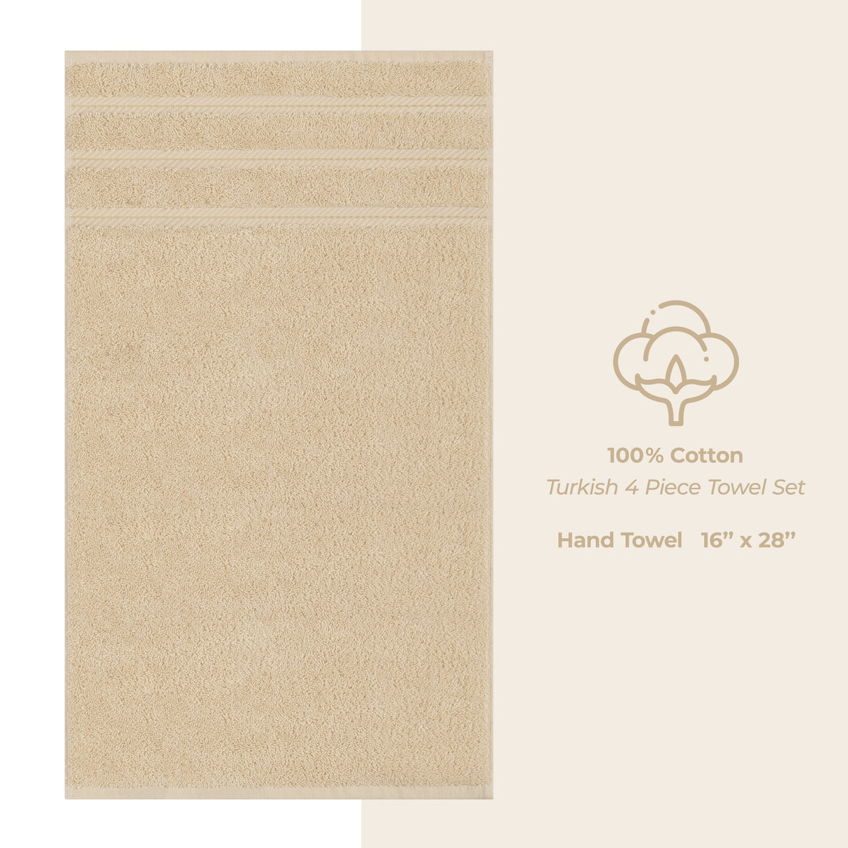 American Soft Linen 100%  Cotton Turkish Towels, 4 Pack Hand Towel Set, Super Soft, Absorbent, Quick Dry Premium Towels