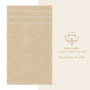American Soft Linen 100%  Cotton Turkish Towels, 4 Pack Hand Towel Set, Super Soft, Absorbent, Quick Dry Premium Towels