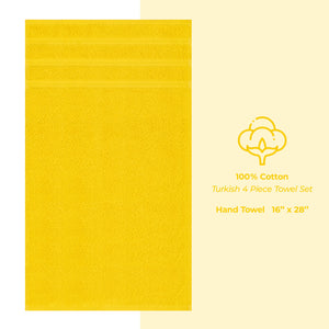 American Soft Linen 100%  Cotton Turkish Towels, 4 Pack Hand Towel Set, Super Soft, Absorbent, Quick Dry Premium Towels