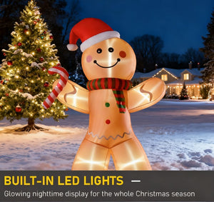 Outdoor Inflatable Gingerbread Man with Candy Cane