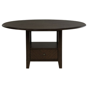 Fulton - Round Dining Table With Drawer - Dark Brown