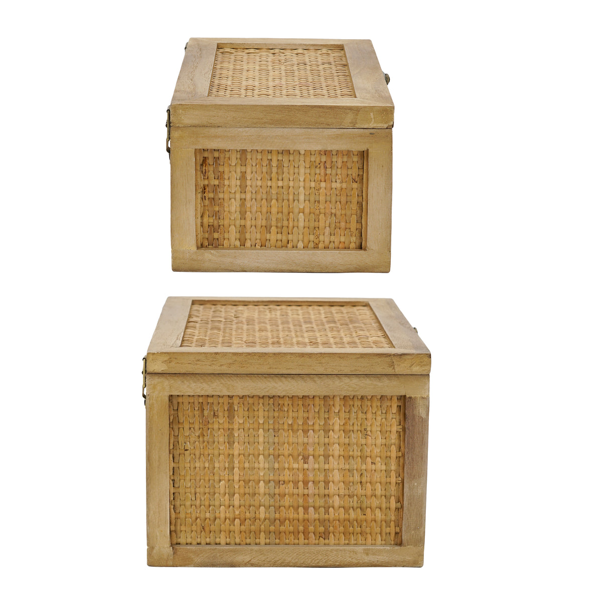 Set of 2 Woven Rattan Decorative Boxes