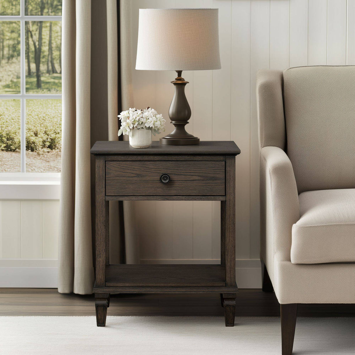 Victoria - Bedside Table With Drawer And Shelf