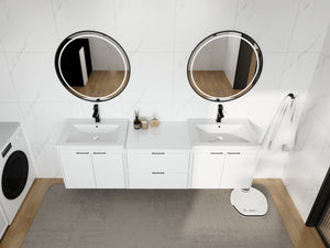 72" Bathroom Vanity With Resin Sink, Soft Close Doors, and 1-Side Cabinet