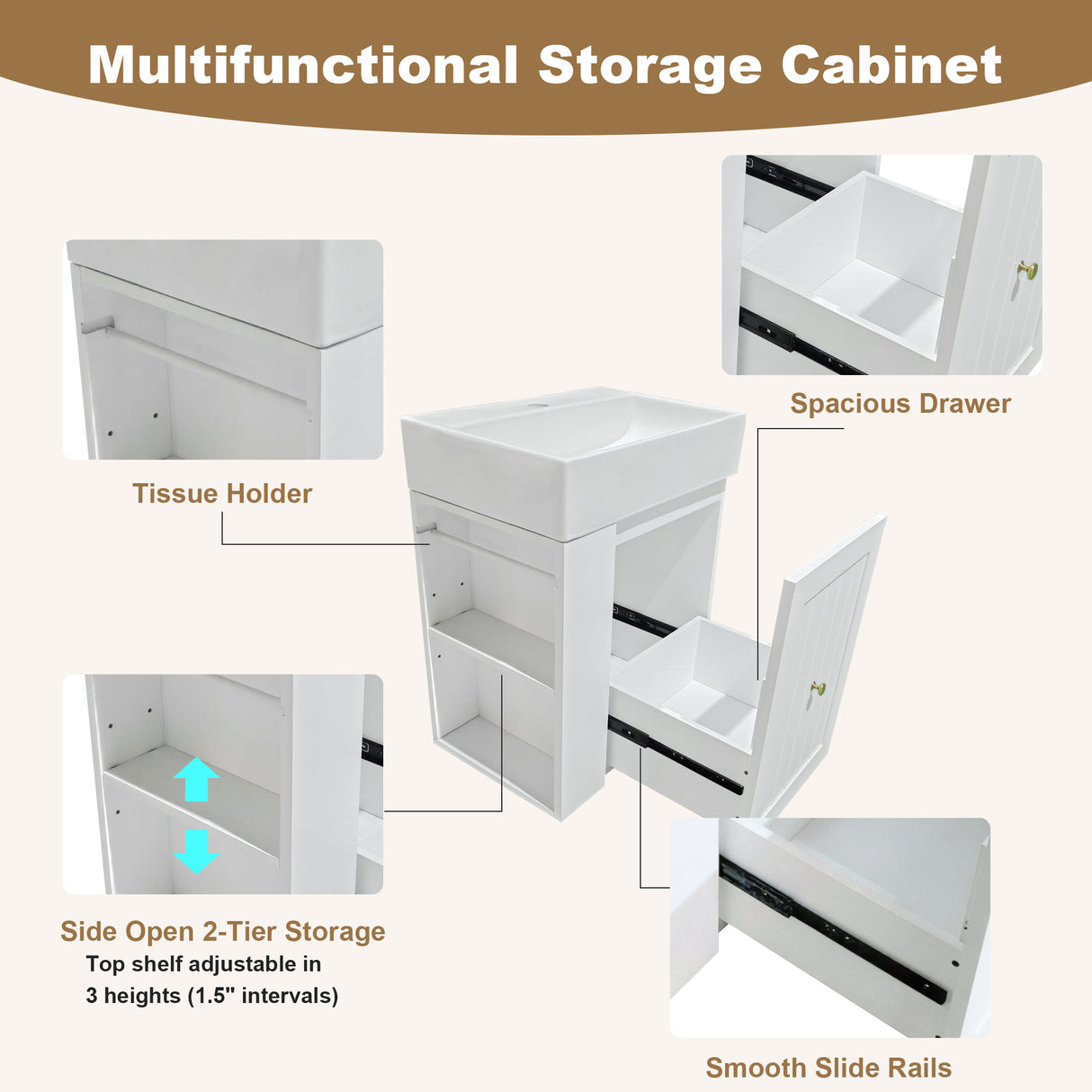 20-Inch Bathroom Vanity with Ceramic Sink and Storage Cabinet