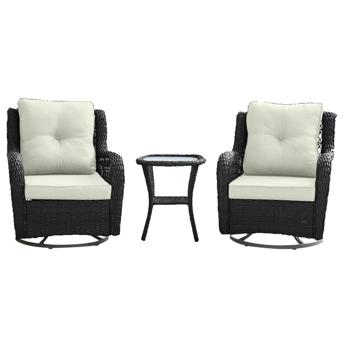 3 Piece Outdoor Patio Set with Swivel Armchairs - Dark Gray or Beige