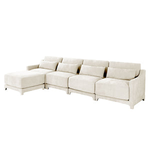 Stylish Sofa With Ottoman And Lumbar Pillows, Ergonomic Design