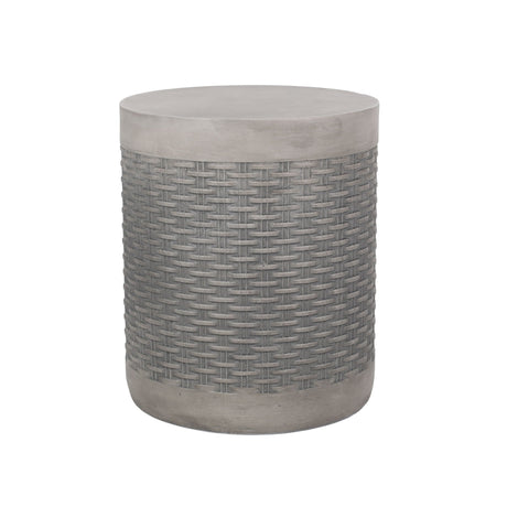 Outdoor Lightweight End Table Round Concrete Outdoor Side Table - Natural - Best Buy Furniture