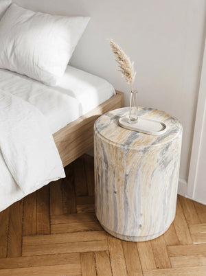 Modern Marble-Look Stool