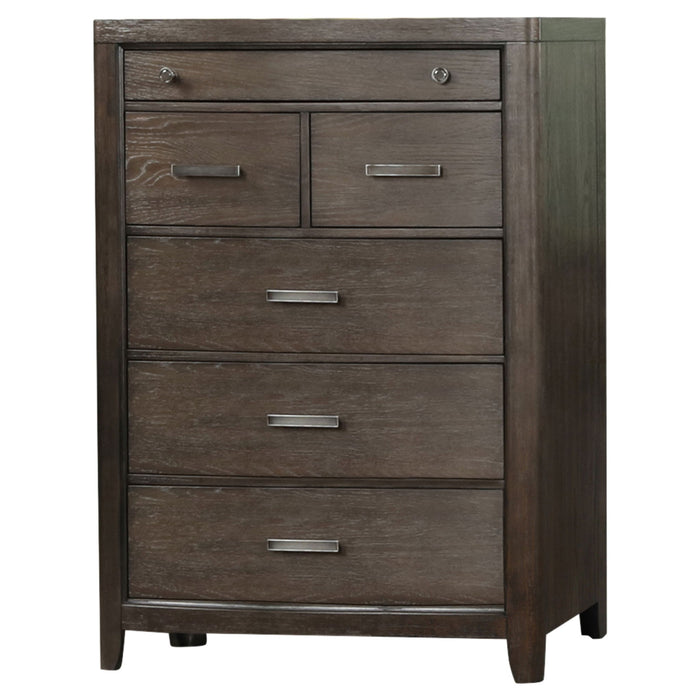 Antique Brown 6 Drawer Dresser with Cedar-Lined Bottom Drawer