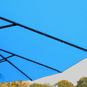 Double- Sided Outdoor Market Umbrella With Lights And Base