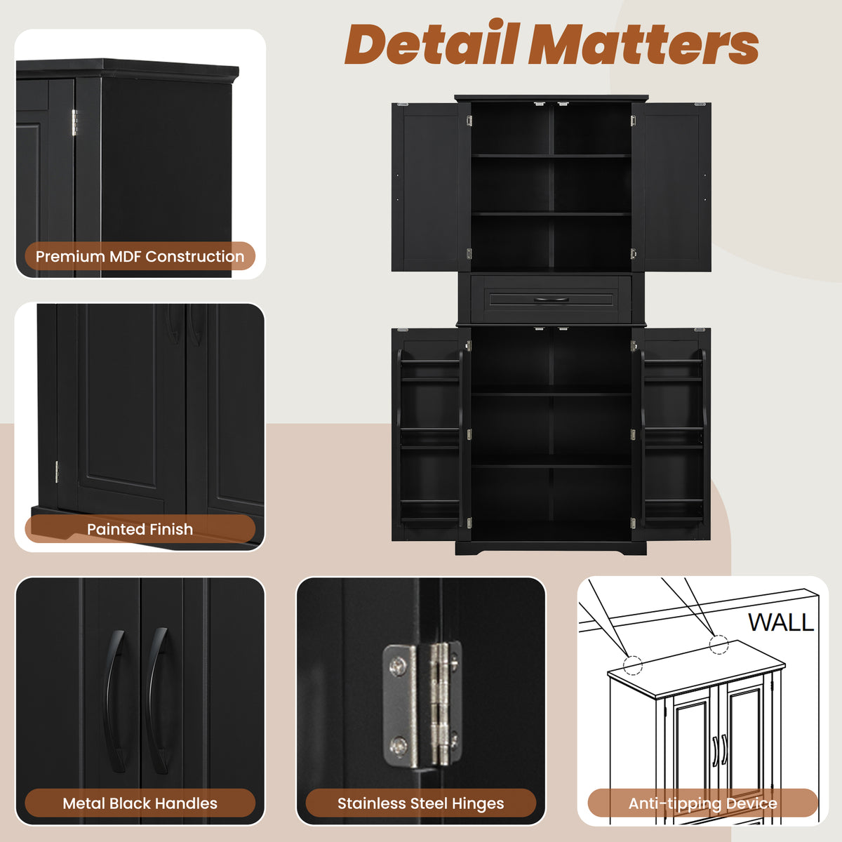 Bathroom Storage Cabinet with Multi-Functional Storage Space