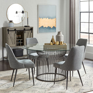 Round Dining Table Industrial Dining Table With Open Cage Base - Gunmetal