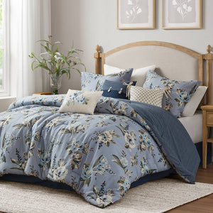 7PCS Cal King Vintage Floral Comforter Set