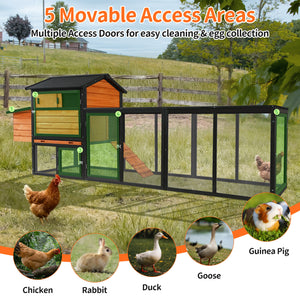 Large Brown and Black Wooden Chicken Coop