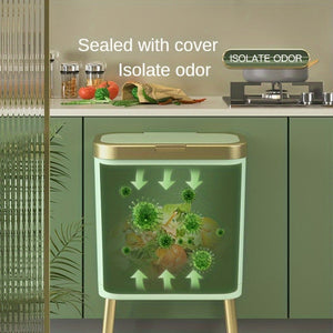 15L Slim Trash Can with Lid Odor Sealing Bathroom Kitchen Bin