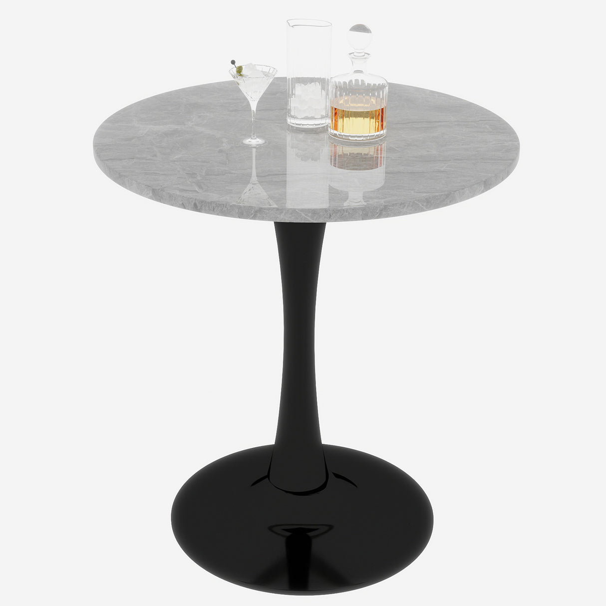 27.6-Inch Round Faux Marble Dining Table