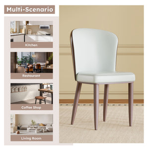 Dining Chair With Carbon Steel Legs, Comfortable Seating, (Set of 2) - White