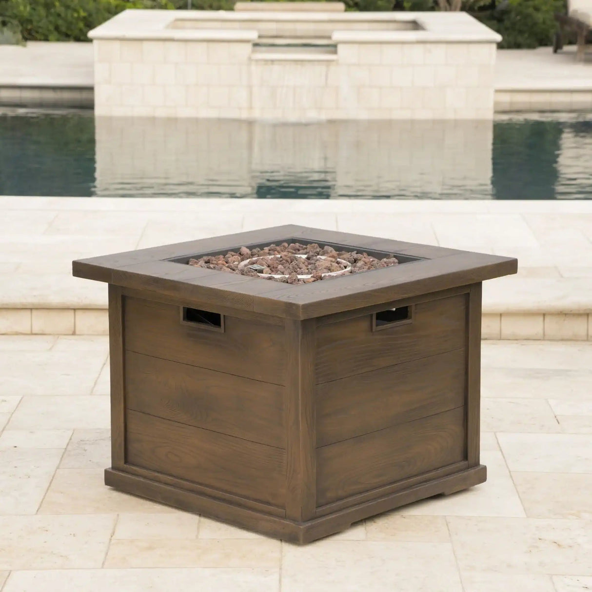 Outdoor Patio Square Gas Burning Mgo Fire Pit, Tank Inside, 40000 Btu - Best Buy Furniture
