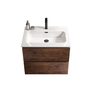 TIA 24-Inch Wall Mounted Bathroom Vanity, Walnut