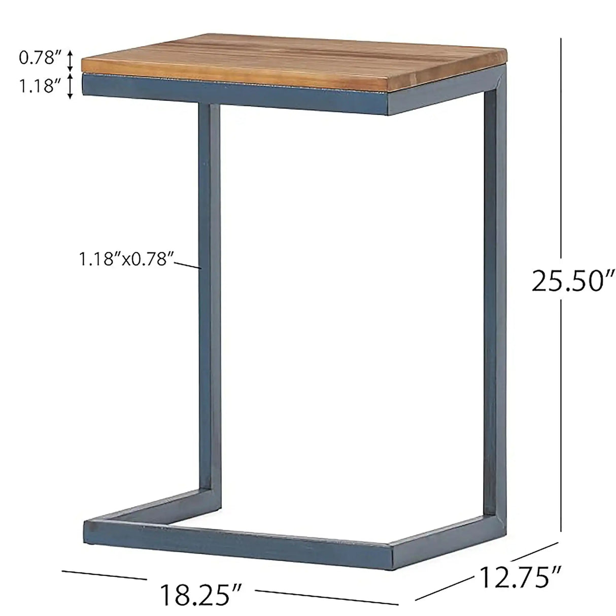 C Shaped End Table With Iron Base And Fir Wood To - Best Buy Furniture