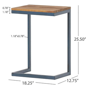 C Shaped End Table With Iron Base And Fir Wood To - Best Buy Furniture
