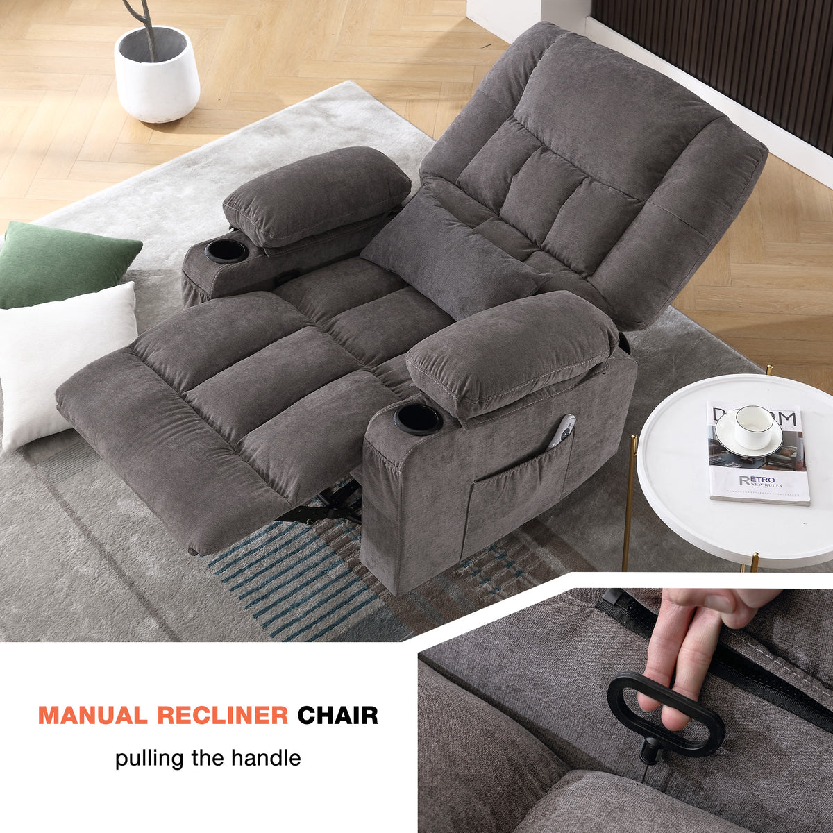 Massage Swivel Rocker Recliner Chair with Vibration Massage and Heat - Living Room