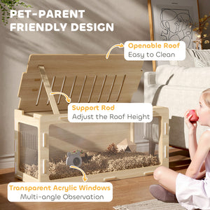 Hamster Cage with Easy View, Air Vents & Openable Roof
