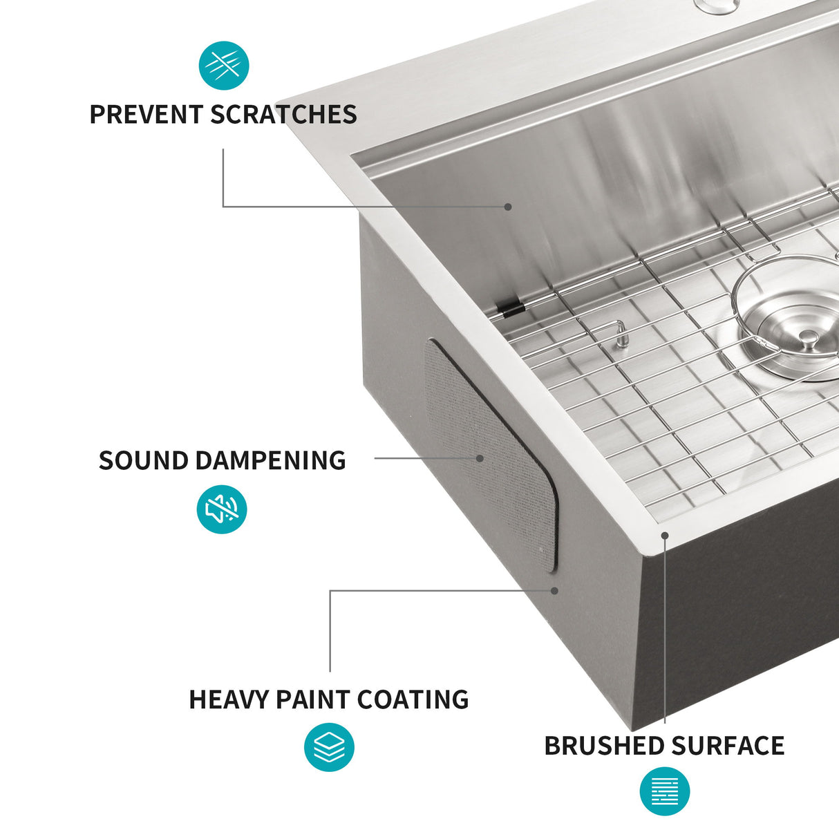 Drop In Kitchen Sink Stainless Steel 16 Gauge