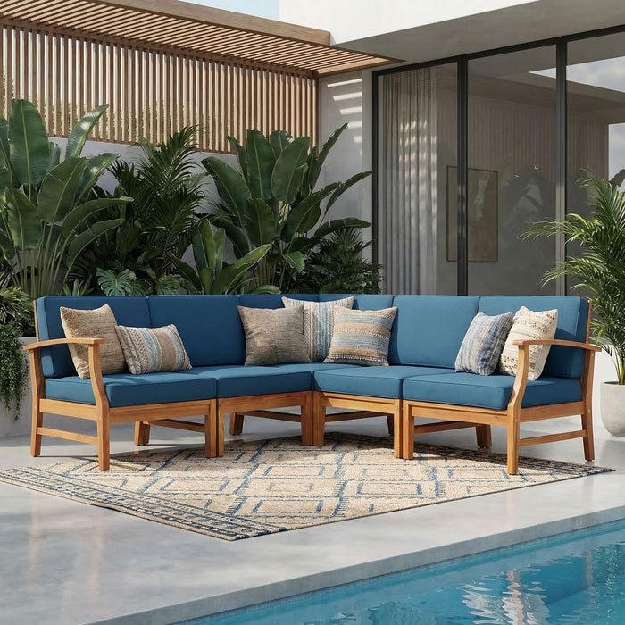 Perla 5 Pieces Sofa Set with Water-Resistant Cushions - Beige or Blue