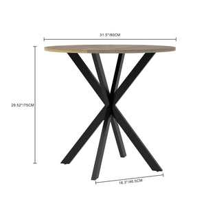 Round Dining Table For 2 - 4 People, Compact Kitchen Or Dining Room - Rustic Brown